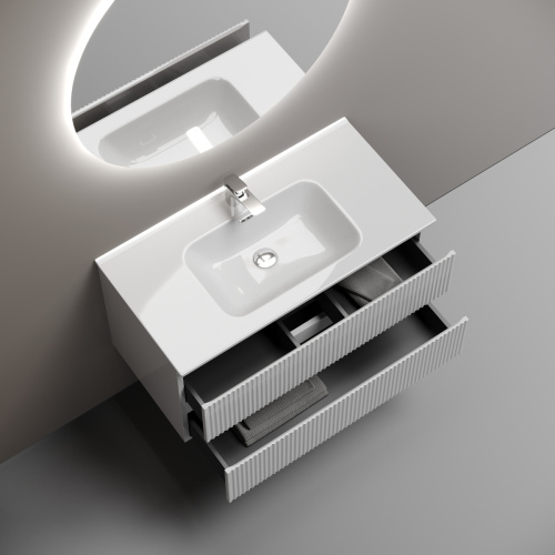 Тумба под раковину Sancos SNOB R SNR90W 90х40 подвесная цвет белый - фото 5